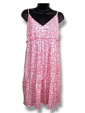 Juniors Large Culture Code White Pink Leopard Print Dress Sleeveless Stretch